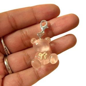 Clear Pink Teddy Bear  Charm